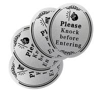 GLSTOY 4pcs Please Knock before Entering Door Sticker Pvc Decals Black Colour Easy to Use Versatile Application for Windows and Gates