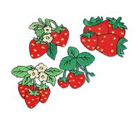 GLSTOY 4pcs Red Embroidered Strawberry Patches Iron on Sew for Jackets and Clothes, Polyester Sturdy Fabric DIY Decoration to Upgrade Old Or Plain Items with Cute Fruit Motifs