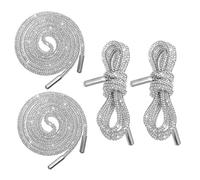 GLSTOY 4Pcs White Rhinestone Shoe Laces 120Cm Round Glitter Replacement Shoelaces for Sneakers and Hoodie Drawstrings, Sparkly Bling Rope Strings for Women’S Sports and DIY Decoration