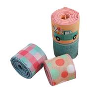 GLSTOY 4roll Easter Wired Ribbon Flower Striped Buffalo Plaids Pattern Yards Each DIY Spring Decor Present Wrapping Wreath Bows