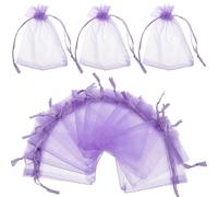 GLSTOY 50pcs Purple Organza Bags 15x10cm Drawstring Candy Pouches Small Mesh Packaging Bags for Party Favors Jewelry Wrapping