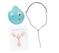 GLSTOY 6-hole Alto Ocarina Ceramic Wind Instrument in c Key, Small Beginner Practice Ocarina for Music Learning Blue Crackle Glaze, Portable Musical Instrument for Students