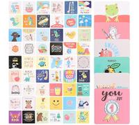 GLSTOY 60pcs Cute Cartoon Lunchbox Positive Affirmation Cards Writable Notes for Bento Box Encouragement and Motivation with Bright Colors and Adorable Designs