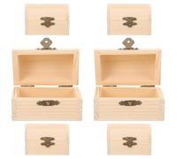 GLSTOY 6Pcs Arched Unfinished Wood Case DIY Wooden Box with Lock 9X5.8X6.5Cm, Multi-Function Craft Storage Box for Home Decoration, Painting, and ’ Graffiti Supplies Random Style
