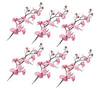 GLSTOY 6pcs Cherry Blossom Cake Topper Set, Lightweight Plastic Plum Blossom Branch Decorations, for Garden Party and Holiday Birthday Cake Flowers Stems