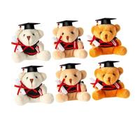 GLSTOY 6Pcs Graduation Bear Plush Keychain Soft Doctor Bear Pendant Ornaments in White Light and Dark Brown Cute Kawaii Hanging Decoration for Bags Memorial Gift Birthday and Holiday
