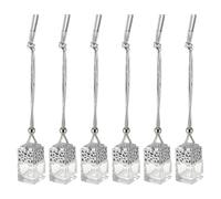 GLSTOY 6pcs Hanging Car Perfume Bottles Set Silver Glass Auto Aroma Diffuser Pendant Empty Refillable Car Air Freshener for Trucks and Vehicles