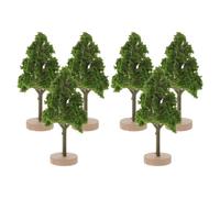 GLSTOY 6pcs Miniature Model Trees Realistic Plastic Model Plants Green Sturdy and Reusable with Base Lifelike Appearance for Architecture Sand Table Landscape Decoration