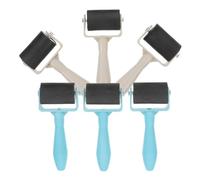 GLSTOY 6pcs Printmaking Brayer Rubber Rollers Set for DIY Printing Crafting, Plastic Ink Rollers with White and Blue Handles for Block Stamping and Art Projects