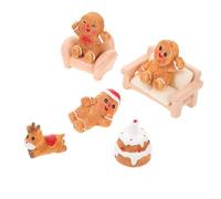 GLSTOY 7pcs Christmas Decorations DIY Snow Globe Figurines Gingerbread Man Cake Toppers Dollhouse Holiday Decor Christmas Miniature Decoration Gingerbread Man Sculptures Light Brown Resin