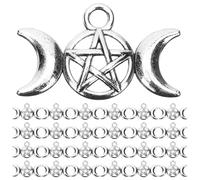 GLSTOY 80pcs Gothic Triple Moon Pentagram Charms Antique Silver for Necklace Earrings Bracelet DIY Jewelry Making with Hanging Creative Hollow Design