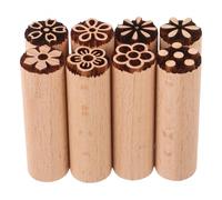 GLSTOY 8Pcs Handmade Wooden Clay Printing Stamps Set with Engraved Floral Patterns for Pottery, Ceramic, and DIY Craft Projects
