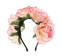 GLSTOY Artificial Red Rose Floral Crown Headband with Five Flowers, Boho Wedding Hair Accessory for Brides and Flower, Festival and Party Hairband Garland