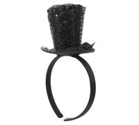 GLSTOY Black Sequin Mini Top Hat Headband with Polka Dot Bow, Embellished Fascinator Hair Hoop for Women, Teen Adult Party Accessory, Halloween, Tea Party Cosplay Costume