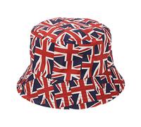 GLSTOY British Flag Reversible Bucket Hat for Women Cotton Fisherman Sun Hat Union Jack Design for Festivals Garden Parties and National Events Red