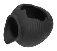 GLSTOY Ceramic Water Fountain Jar with Water Circulation and Hydroponic Planter Features Black Ceramic and Stone Material and Yard Decoration in Seasons