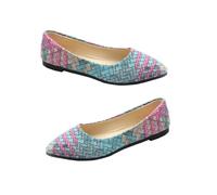 GLSTOY Classic Flat Pointed Toe Flat Sole Shoes for Women Breathable Four Seasons Casual Loafers Lightweight School Shoes for Teenagers and Office Workers Easy Off Design Multi