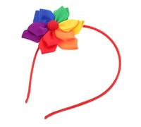 GLSTOY Colorful Flower Headband Handmade Floral Hairband with Rainbow Ribbon Vibrant Design for Women Festival Party Costume Accessories