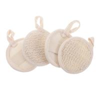 GLSTOY Cotton Linen Loofah Scrubber 4pcs with 8x8 Exfoliating Nubs, Natural Bath Back Scrubber and Face Exfoliator Pad for Shower and Dead Skin Removal