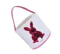 GLSTOY Cute Rabbit Basket Easter Bunny Bag Canvas Candy Storage Bag for Boys and Girls