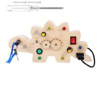 GLSTOY Dinosaur Busy Board with LED Light Switch for Early Educational Sensory Development Fine Motor Skills and Color Recognition Learning Activity for Boys