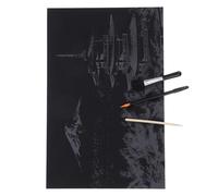 GLSTOY DIY Scratch Picture Set 4pcs Night View Scraping Painting with Mount Fuji Scratch Paper, Bamboo Stick, Gold-Plated Pen, and Black Brush for Arts Crafts