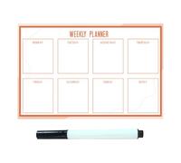 GLSTOY Dry Erase Weekly Calendar Whiteboard with Decorative Self-Adhesive Feature, for Smooth Surfaces and Family Organisation