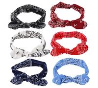 GLSTOY Elastic Rabbit Ears Headband Hair Bands for Women Girls Stretchy Hairband Knots Fashionable Paisley Design for Exercise Makeup