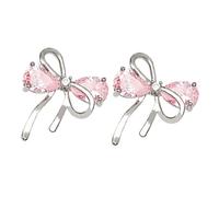 GLSTOY Elegant Pink Zircon Bow Earrings for Women Lightweight Studs Stylish Jewelry Gift for Valentines Christmas