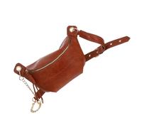 GLSTOY Fashionable Brown Belt Bag for Women with Metal Chain Small Crossbody Sling Shoulder Pouch with Multiple Compartments and Versatile Chest Bag for Casual and Formal Wear