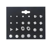 GLSTOY Geometric Pearl Earrings Set with Zircon Diamond Heart Studs, Silver Tone, Versatile Jewelry for Women and