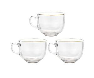 GLSTOY Glass Coffee Cups Comfortable Hand Feel with Handle 3pcs and Water Drinking Cups Withstand Temperature of 100 Degrees for Home and Office Use