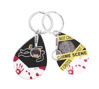 GLSTOY Halloween Detective Keychain and Mirror Unique Spooky Jewelry for Cosplay and Costume Parties Unisex Keyring for Detective Enthusiasts and Crime Scene Fans