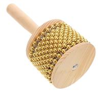 GLSTOY Handheld Wooden Cabasa Percussion Shaker with Metal Beaded Chain 8.5cm - Portable African Musical Instrument for Adults Indoor Outdoor Performance