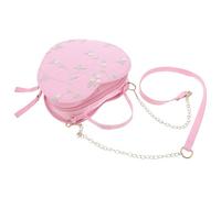 GLSTOY Heart-shaped Crossbody Bag Mini Purse Korean Style Pu Polyester Lightweight Wear-resistant Lace Shoulder Tote Bag for Teens Ladies Casual Outing Party