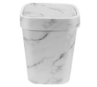 GLSTOY Large Marble Pattern Swing Lid Trash Bin for Kitchen Bathroom Bedroom, Plastic Waste Basket with Press Rim, Indoor Compost and Office Garbage Can