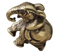GLSTOY Mini Brass Elephant Figurine Solid Metal Animal Sculpture Home Décor Ornament for Desktop Collectible Feng Shui Lucky Elephant Statue for Office and Living Room