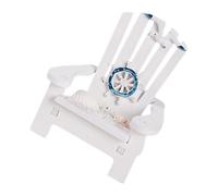 GLSTOY Miniature Deck Chair Model White Mediterranean Style Mini Beach Chair Dollhouse Accessory Coastal Micro Landscape Decoration for Home and Dollhouse Display