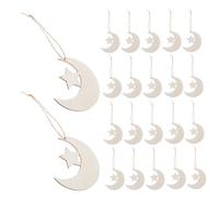 GLSTOY Moon Star Shape Ornaments 40Pcs Blank Wooden Embellishments with Twine for Family DIY Craft Projects and Hanging Decor