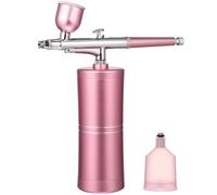 GLSTOY Portable Handheld Airbrush Spray Kit for Facial Beauty with Nano Mist Sprayer, Water Replenishment Instrument, Pink Mini Air Brush Set for Makeup and Model Painting