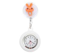GLSTOY Rabbit Nurse Pocket Watch with Retractable Clip, Silicone Cartoon Chest Watch for Medical Staff, Orange Rabbit Design Suitable for Nursing Exams and Healthcare Professionals