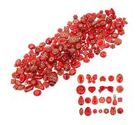 GLSTOY Red Beads with Gold Floral Design Assorted Bohemia Shapes Butterfly Flower Heart Teardrop for DIY Jewelry Making Bracelets Necklaces Earrings Craft Accessories