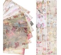 GLSTOY Retro Crafting Paper 16Pcs English Design Large Textured Sheets for Scrapbooking and Handmade Journal Cards