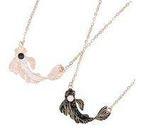 GLSTOY Tai Chi Koi Fish Couple Necklaces Alloy Matching Jewelry for Girlfriend and Boyfriend Friendship Stylish Black and White