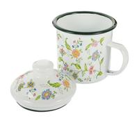 GLSTOY Thickened Enamel Mug with Lid 500Ml Retro Vintage Style Coffee Cup Tea Cup Multi-Function for Home and Office