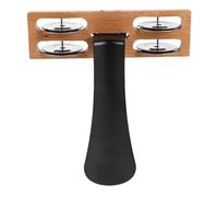 GLSTOY Traditional Double Row Foot Tambourine, Small Wooden Percussion Instrument with Jingles for Folk Music, Party Celebrations and Acoustic Performance