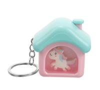 GLSTOY Unicorn House Keyring with LED Light and Music Cute Pendant Keychain for Bag Creative Handbag Charm Pink Mini Torch