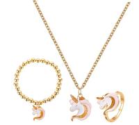 GLSTOY Unicorn Jewelry Set for Complete Alloy Necklace Bracelet Ring Elastic Bling Party Prom Summer Soiree
