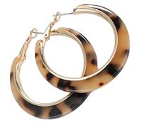 GLSTOY Vintage Tortoiseshell Hoops Earrings for Women, Large Geometric Circle Drop Earrings, Retro Funky Ear Jewelry for Teen and Casual Wear