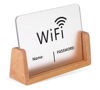 GLSTOY Wifi Password Sign Acrylic Board with Elegant Wooden Base for Business and Home Use